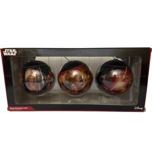 NIB Star Wars Hallmark Christmas Ornament Set of 3 Glass Ball‎ Character Scenes